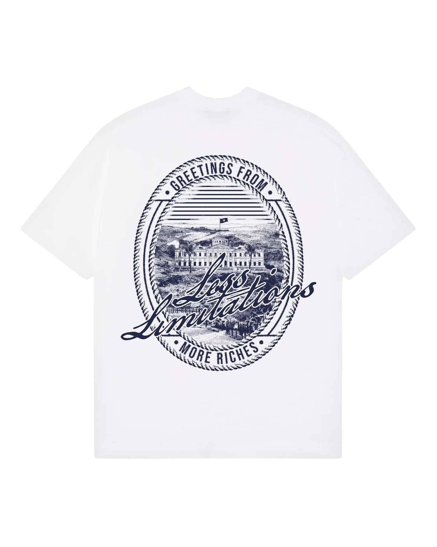 MR25 'LESS LIMITATIONS' TEE - WHITE/NAVY